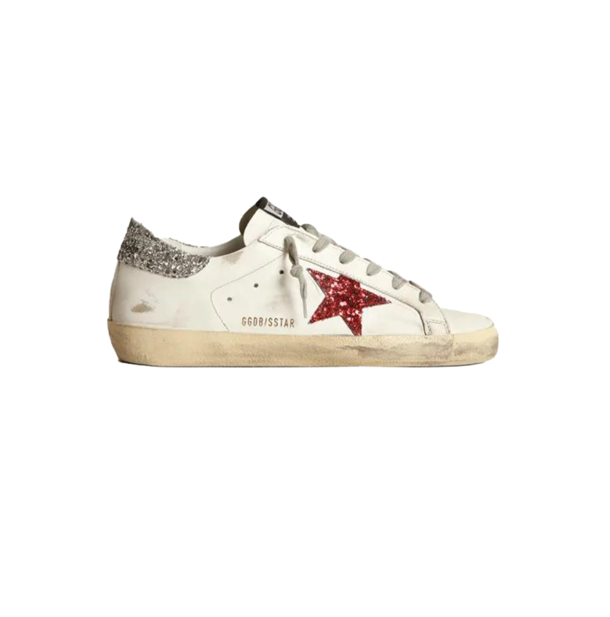 Golden Goose Super-Star White Red Glitter